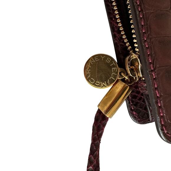 Stella McCartney Vegan Snakeskin Patchwork Clutch Pouch – Burgundy Statement Bag - Picture 11 of 16